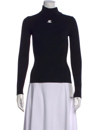 Pre-owned Courrèges Turtleneck Sweater In Black