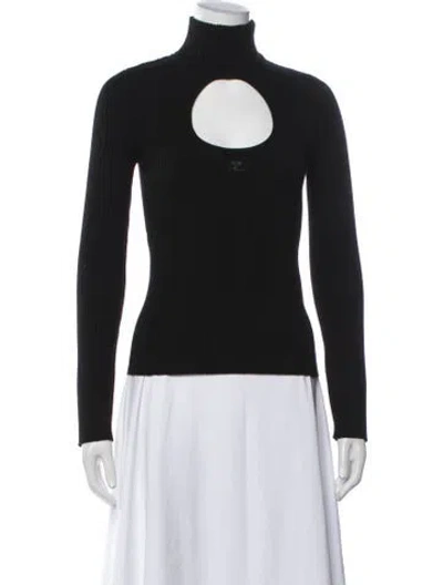 Pre-owned Courrèges Turtleneck Sweater In Black