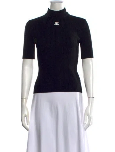 Pre-owned Courrèges Turtleneck Sweater In Black