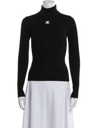 Pre-owned Courrèges Turtleneck Sweater In Black