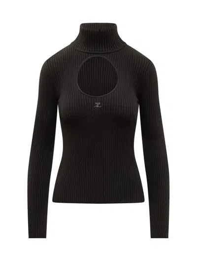 Courrèges Turtleneck Sweater In Black