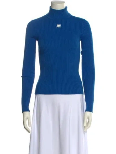Pre-owned Courrèges Turtleneck Sweater In Blue