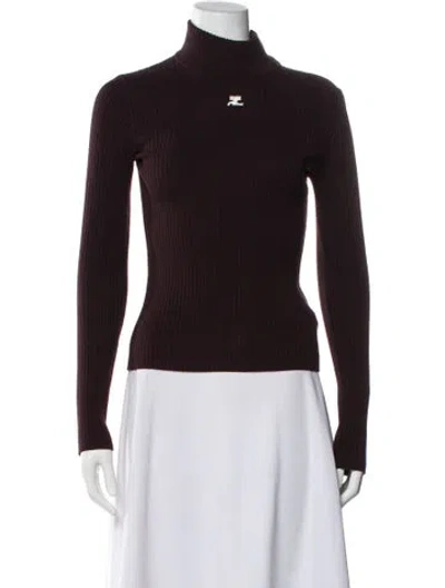 Pre-owned Courrèges Turtleneck Sweater In Brown