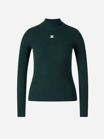 Courrèges Turtleneck Sweater In Green