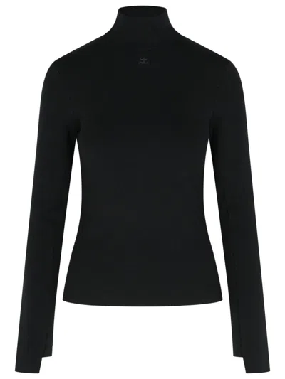 COURRÈGES TURTLENECK SWEATER IN BLACK VISCOSE BLEND