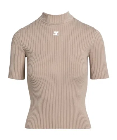 COURRÈGES COURRÈGES REEDITION SHORT-SLEEVED RIBBED JUMPER
