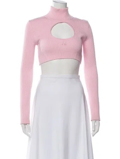 Pre-owned Courrèges Turtleneck Sweater In Pink