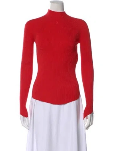 Pre-owned Courrèges Turtleneck Sweater In Red