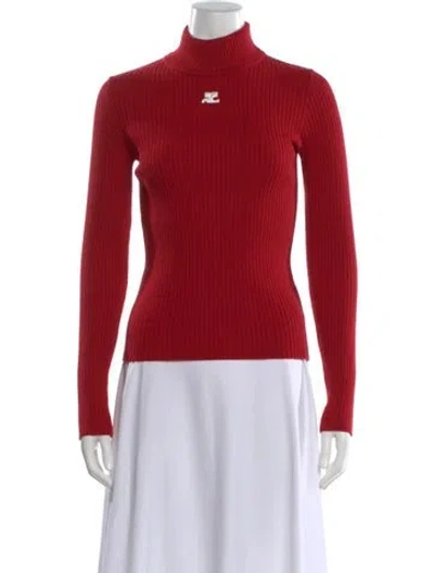Pre-owned Courrèges Turtleneck Sweater In Red