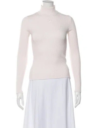 Pre-owned Courrèges Turtleneck Sweater In White