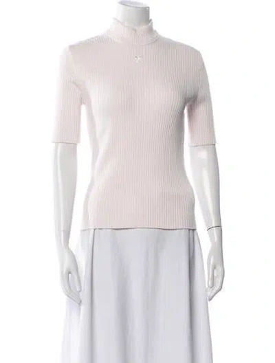Pre-owned Courrèges Turtleneck Sweater In White