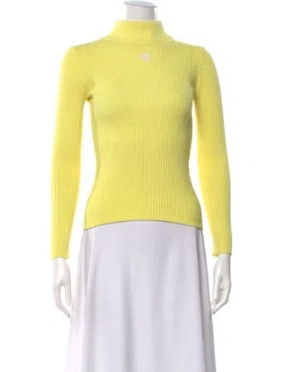Pre-owned Courrèges Turtleneck Sweater In Yellow