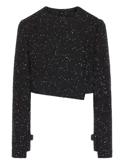 Courrèges Tweed Cropped Jacket In Black