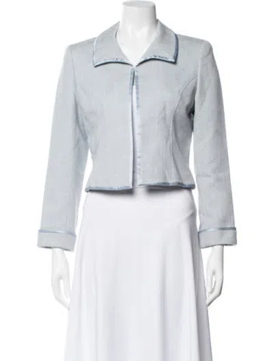 Pre-owned Courrèges Tweed Pattern Jacket In Blue