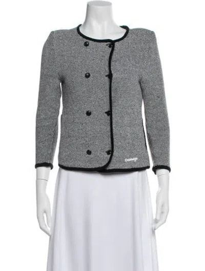 Pre-owned Courrèges Tweed Pattern Jacket In White