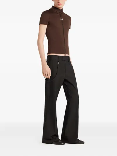 Courrèges Twill Bootcut Trousers In Black