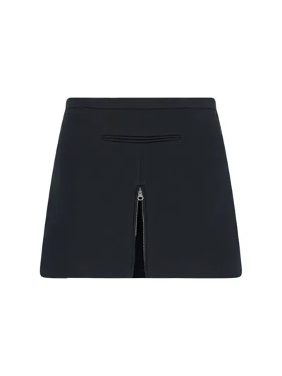 Courrèges Twill Mini Skirt With Zipper In Black