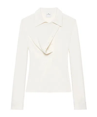 Courrèges Twill Polo Shirt In White