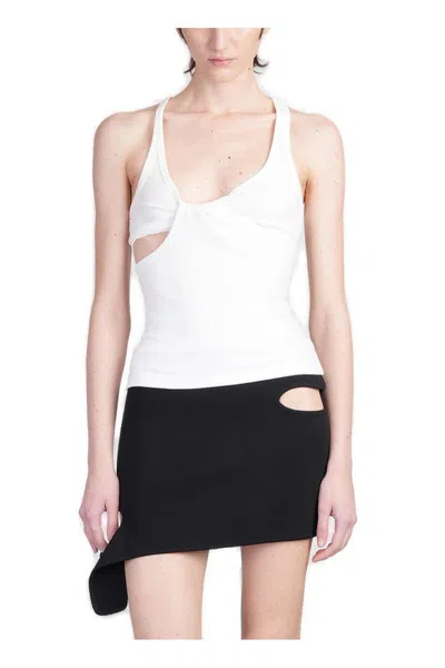 Courrèges Twist 90s Rib Tank Top In White