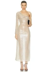 COURRÈGES TWIST ASYMETRICAL GLITTER LONG DRESS