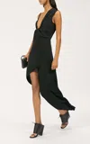 Courrèges Twist Asymmetrical Crepe Maxi Dress In Black