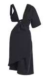 Courrèges Twist Asymmetrical Crepe Mini Dress In Black