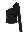Courrèges Black Top With Asymmetric Design Twist Detailing One-shoulder In Black