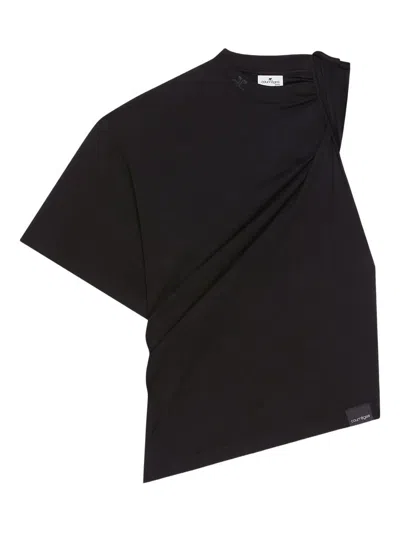 Courrèges Twist Asymmetrical T-shirt Clothing In Black