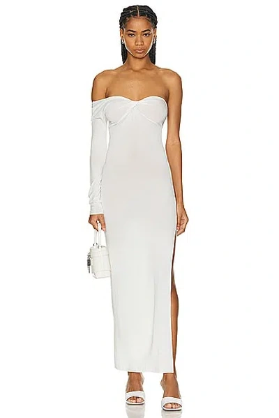 Courrèges Twist Crepe Jersey Long Dress In Heritage White