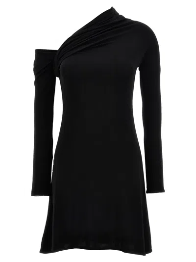 Courrèges Mini Twist Crepe Dress With In Black