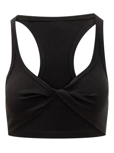 Courrèges Twist Cropped Top In Black