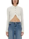 Courrèges Collared Neck Knotted Front Long Sleeves