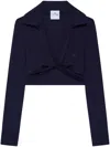 Courrèges Wool Crop Polo Shirt In 黑色