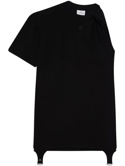 Courrèges Twist-detail Short-sleeve Minidress In Black