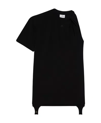 Courrèges Twist-detail Short-sleeve Minidress In Black