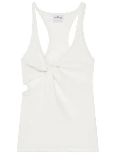 COURRÈGES COURRÈGES TWIST-DETAIL TOP WITH DEEP V-NECKLINE