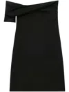 Courrèges Twist-front Off-shoulder Crepe Minidress In ブラック