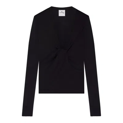 Courrèges Twist Light Knit Sweater In Black