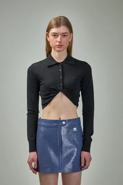 COURRÈGES TWIST LIGHT WOOL CROPPED POLO