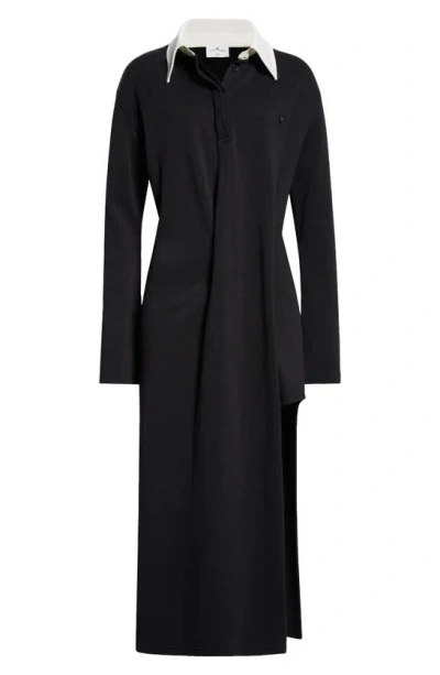 Courrèges Twist Long Sleeve Polo Maxi Dress In Black