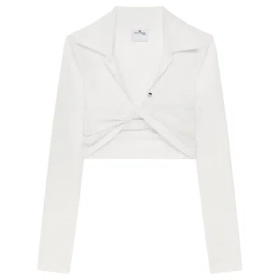 Courrèges Twist Pique Crop Polo In White