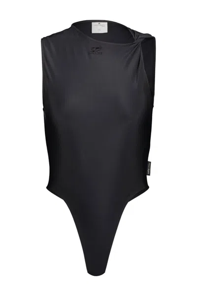 Courrèges Twist Tech Jersey Body Clothing In Black