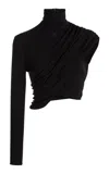 Courrèges Twisted Asymmetric Jersey Top In Black