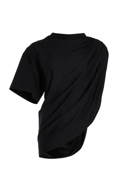 Courrèges Twisted Cotton T-shirt In Black