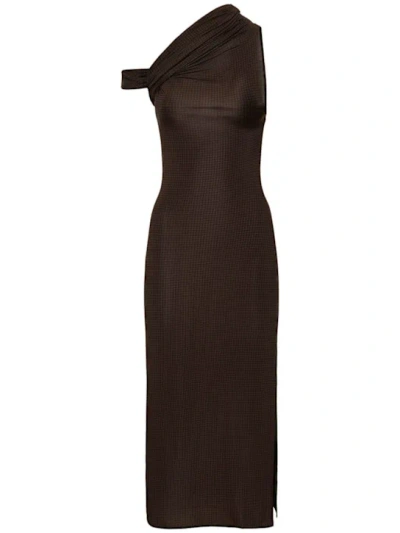 Courrèges Twist Crepe Jersey Midi Dress In Black