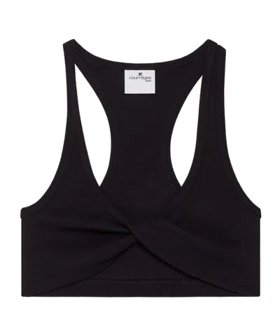 Courrèges Twisted Cropped Top In Black