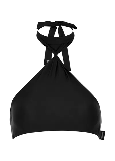 Courrèges Twisted Halterneck Bikini Top In Black