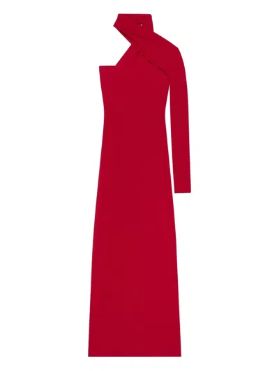 Courrèges Twisted One-shoulder Midi Dress In Red