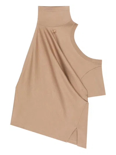 Courrèges Twisted One-shoulder Top In Brown