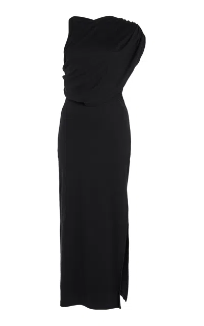 Courrèges Twisted Rib-knit Midi Dress In Black